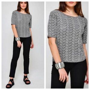 Eileen Fisher Black Linen Crepe Knit Sweater